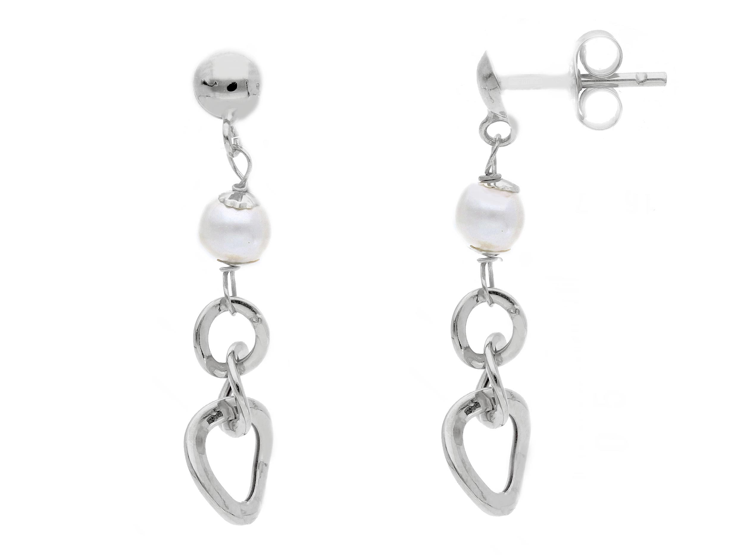 White gold earrigs 9k with pearls  (code S202523)